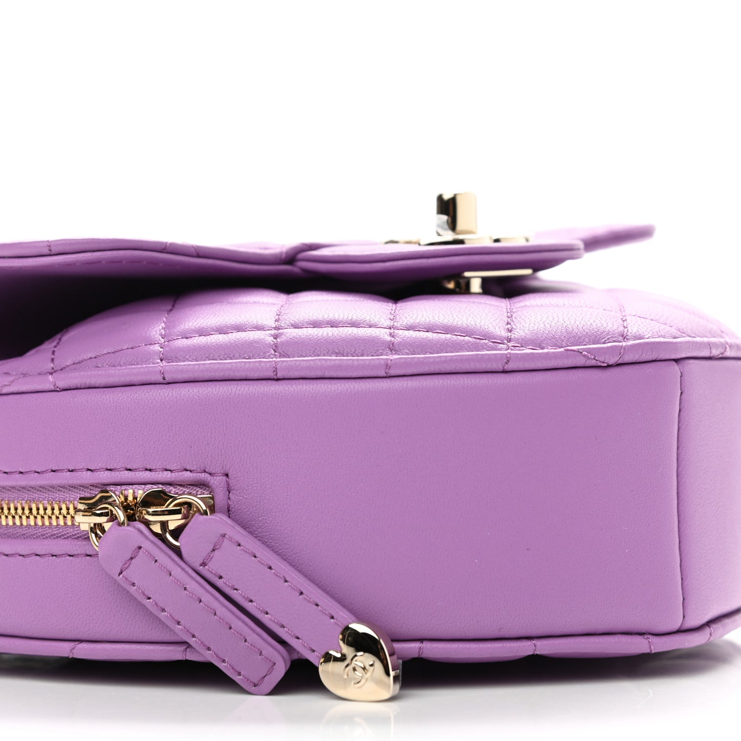 Lambskin Quilted CC In Love Heart Bag Purple