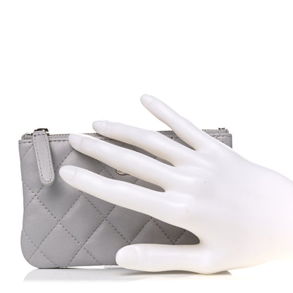 Chanel Lambskin Quilted Small Cosmetic Case Light Grey 2 of 9