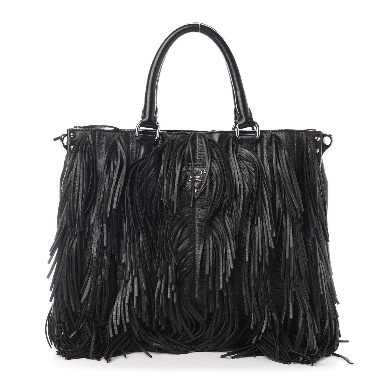 Prada Nappa Fringe Tote Black 1 of 7