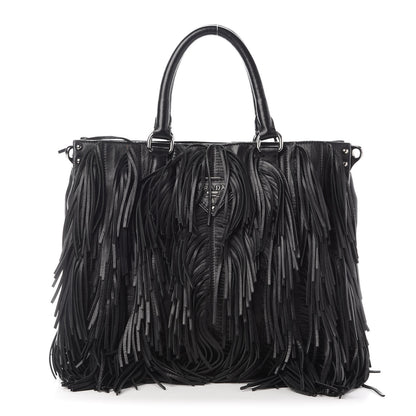 Prada Nappa Fringe Tote Black 1 of 7