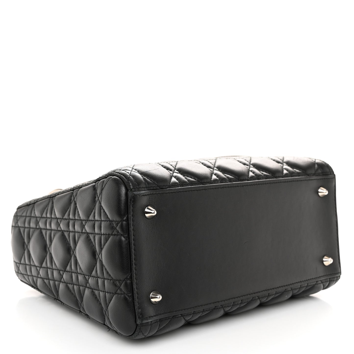 Lambskin Cannage Medium Lady Dior Crystal Strap Black