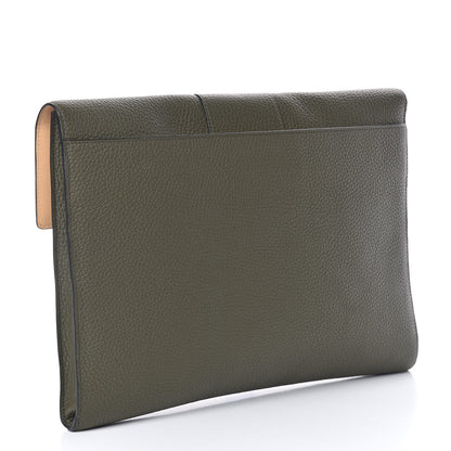 Delvaux Taurillon Crispe Presse A4 Pouch Kaki 3 of 8