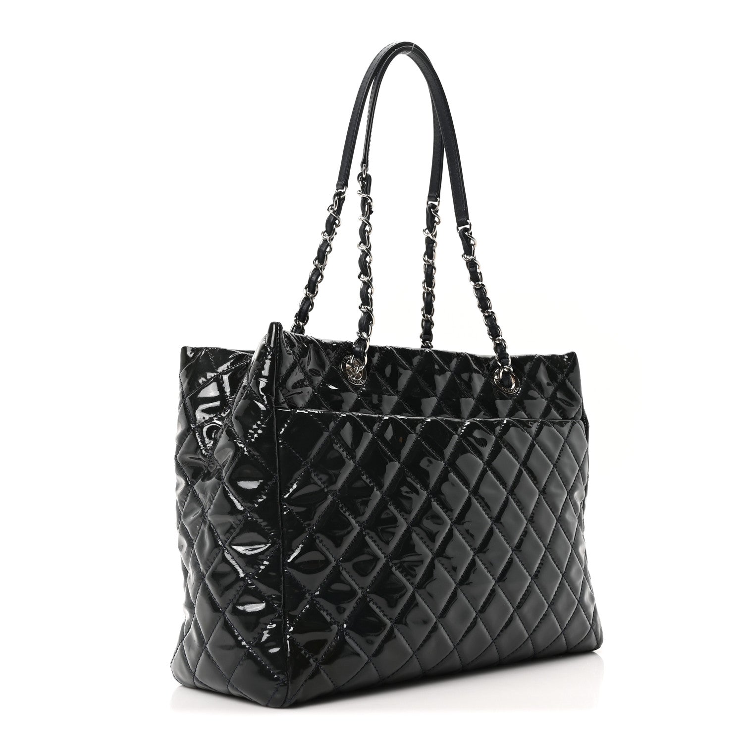 Chanel Patent Quilted Large Coco Shine Shopping Tote Navy 3 of 10