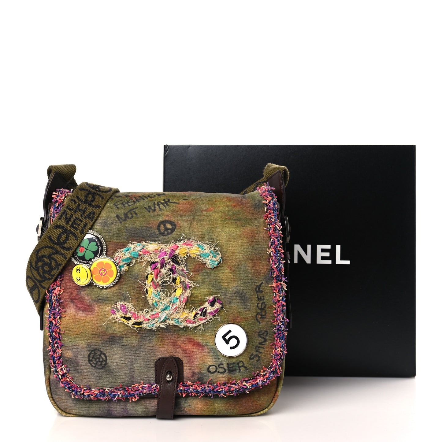 Washed Toile Graffiti On The Pavements Messenger Khaki Multicolor
