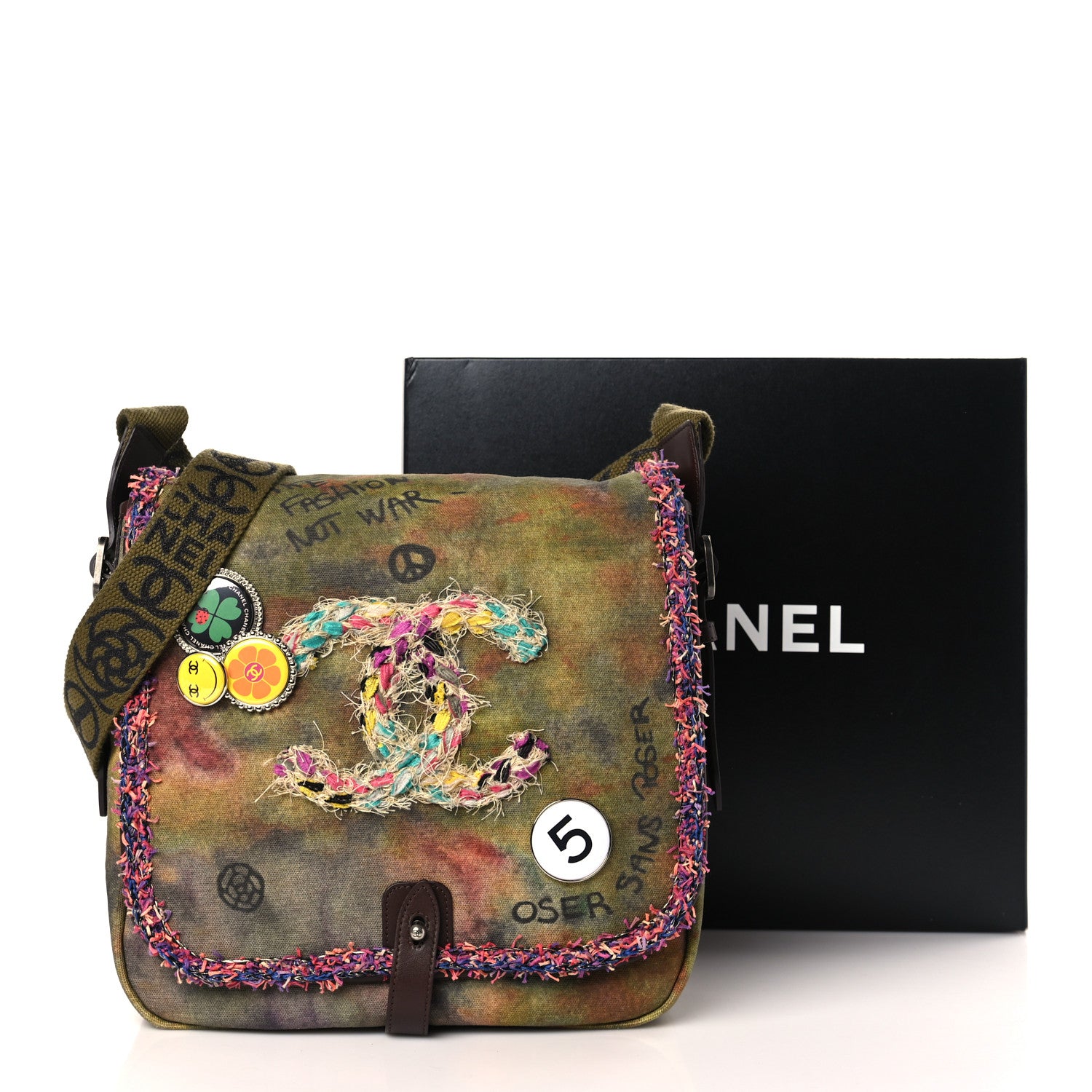 Chanel Washed Toile Graffiti On The Pavements Messenger Khaki Multicolor 9 of 9