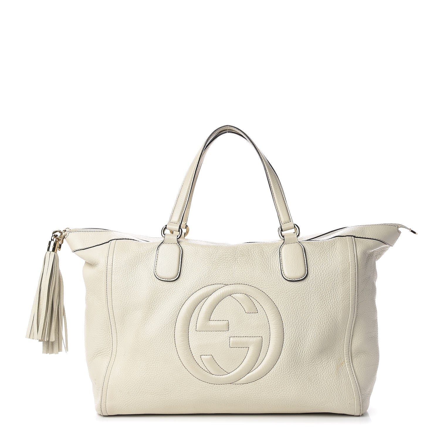Gucci Pebbled Calfskin Large Soho Top Handle Bag Off White 1 of 19