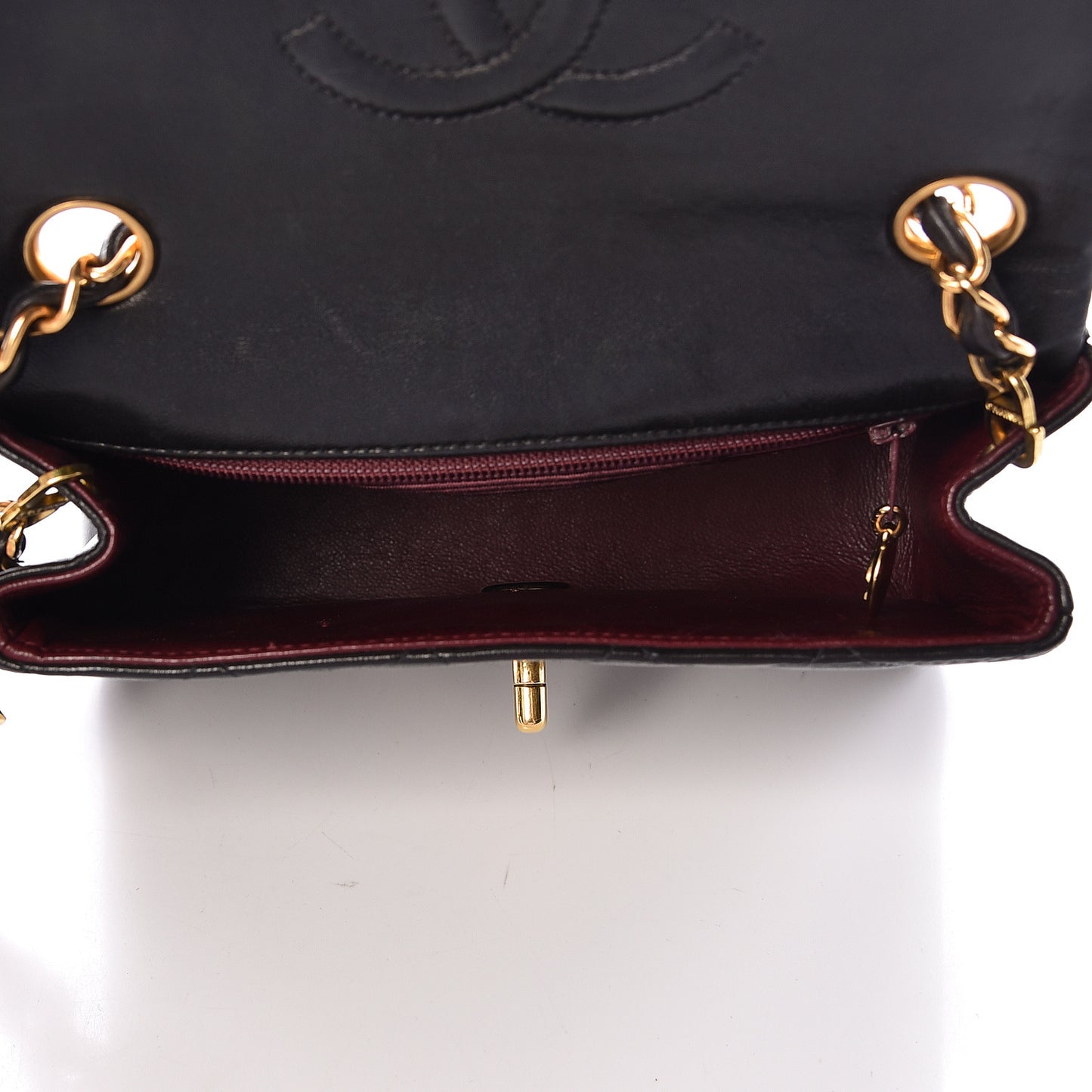 Lambskin Quilted Mini Square Flap Black