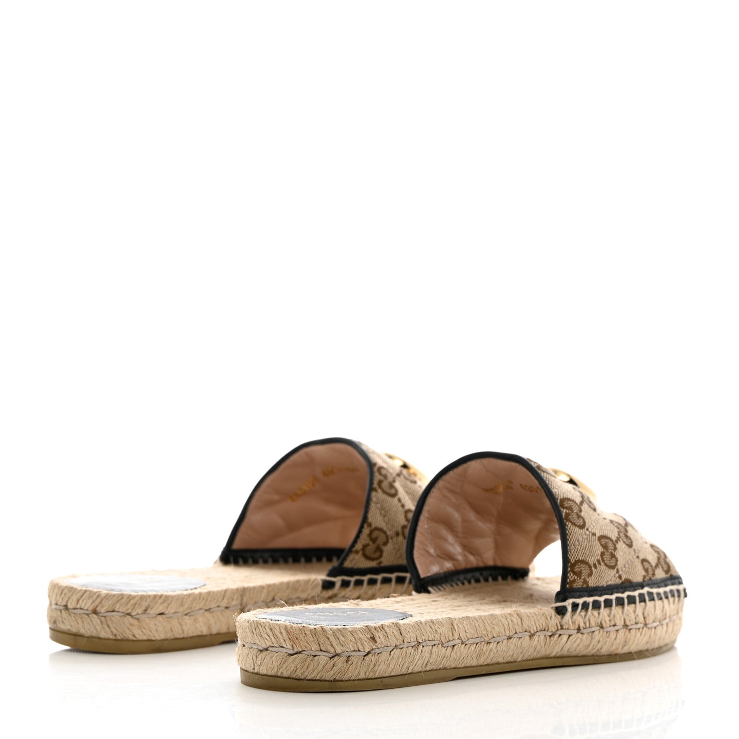 Monogram Matelasse GG Marmont Espadrille 20mm Slide Sandals 40.5 Beige Ebony Black