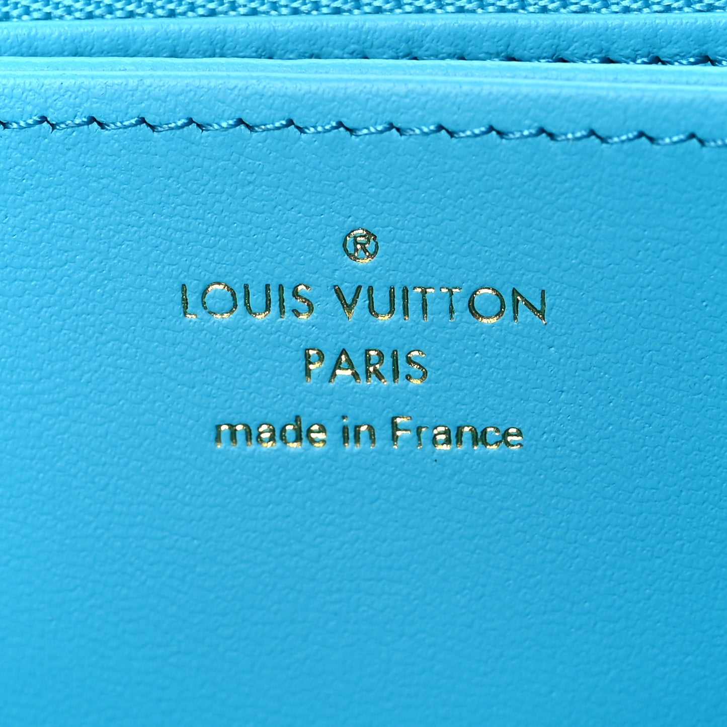 Lambskin Embossed Monogram Coussin Zippy Wallet Turquoise