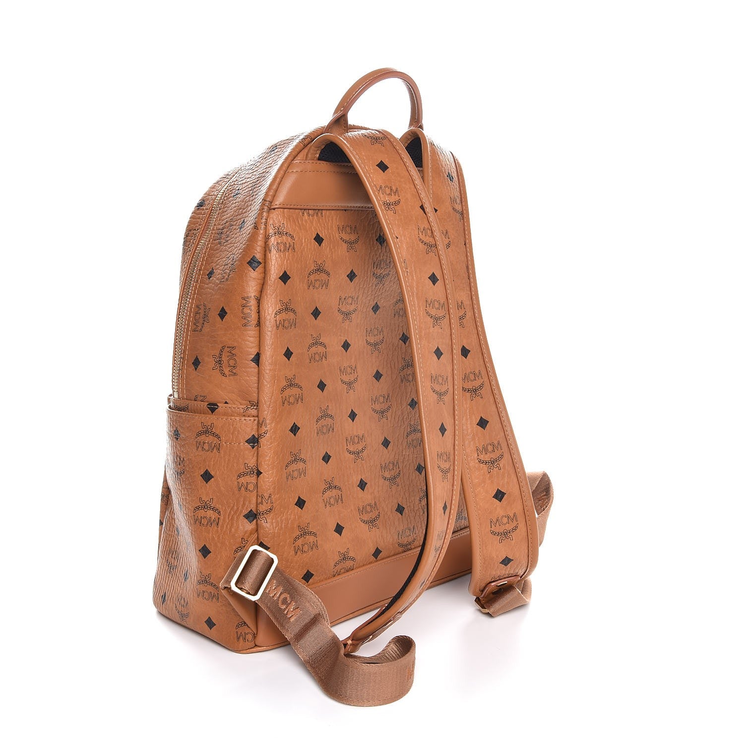 MCM Visetos Medium Stark Logo Stripe Backpack Cognac Red 2 of 8