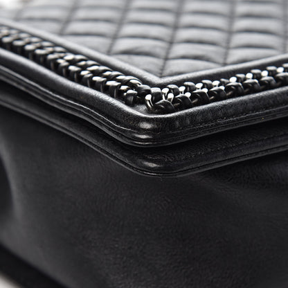 Chanel Calfskin Quilted New Medium Boy Top Handle Flap Black 12 of 16
