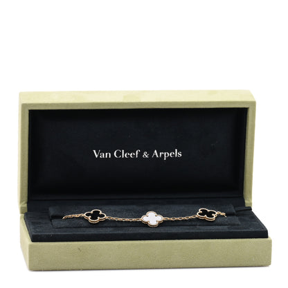 Van Cleef & Arpels 18K Yellow Gold Black Onyx 5 Motifs Vintage Alhambra Bracelet 4 of 4
