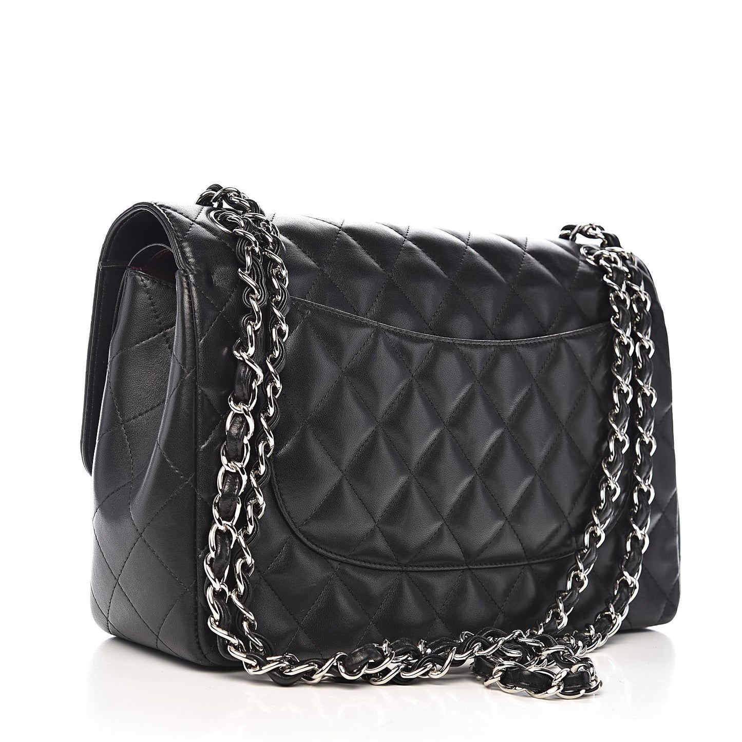 Lambskin Quilted Jumbo Double Flap Black