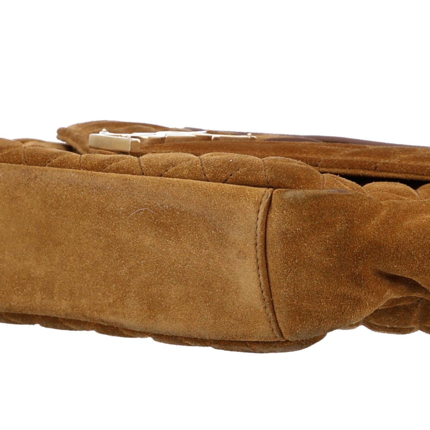Suede Tri-Quilt Monogram Medium College Bag Ochre