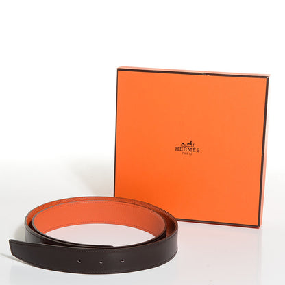 Hermes Box Togo 32mm Belt Strap 110 Chocolate Orange 5 of 5