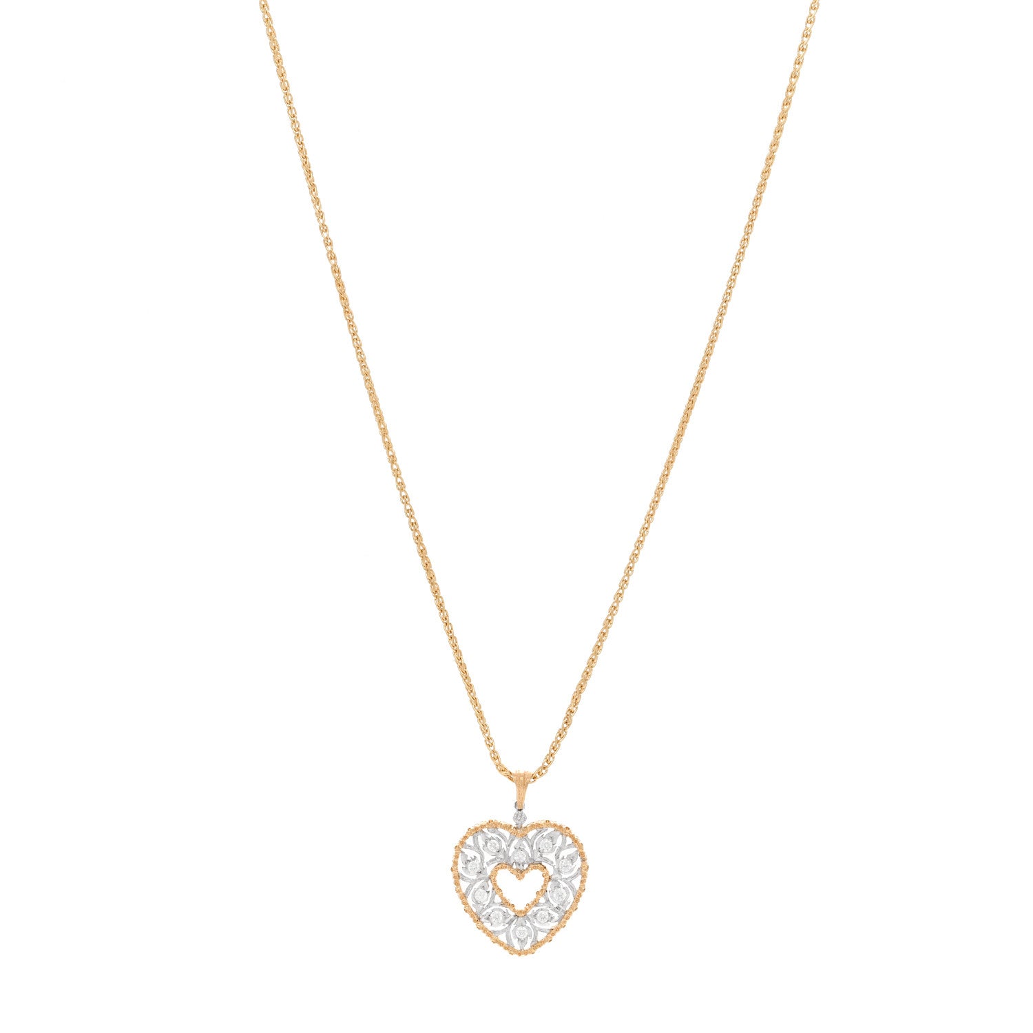 Buccellati 18K Yellow White Gold Diamond Ramage Pendant Necklace 1 of 6