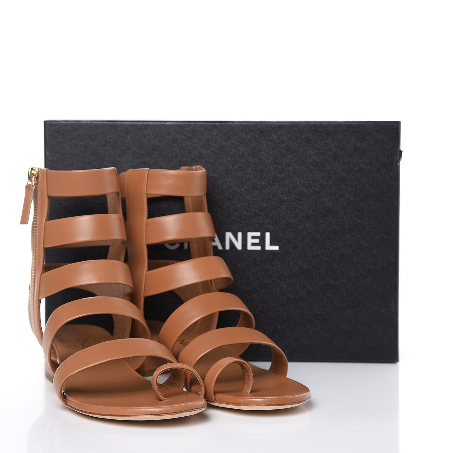 Calfskin Gladiator Sandals 37.5 Brown