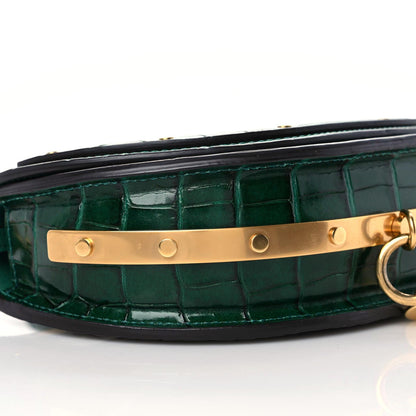 Chloe Calfskin Crocodile Embossed Small Nile Bracelet Minaudiere Bag Woodsy Green 4 of 11