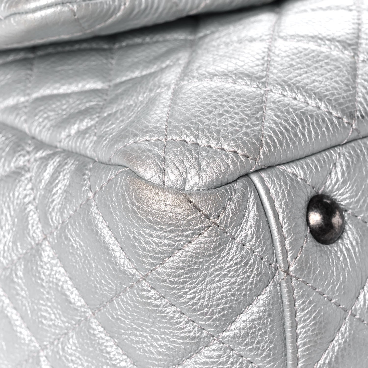 Chanel Metallic Calfskin Quilted XXL Travel Flap Bag Silver 9 of 14