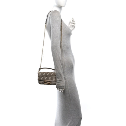Fendi Denim Jacquard FF Effect Vitello Grace Mini Baguette Dove White Dove 3 of 10