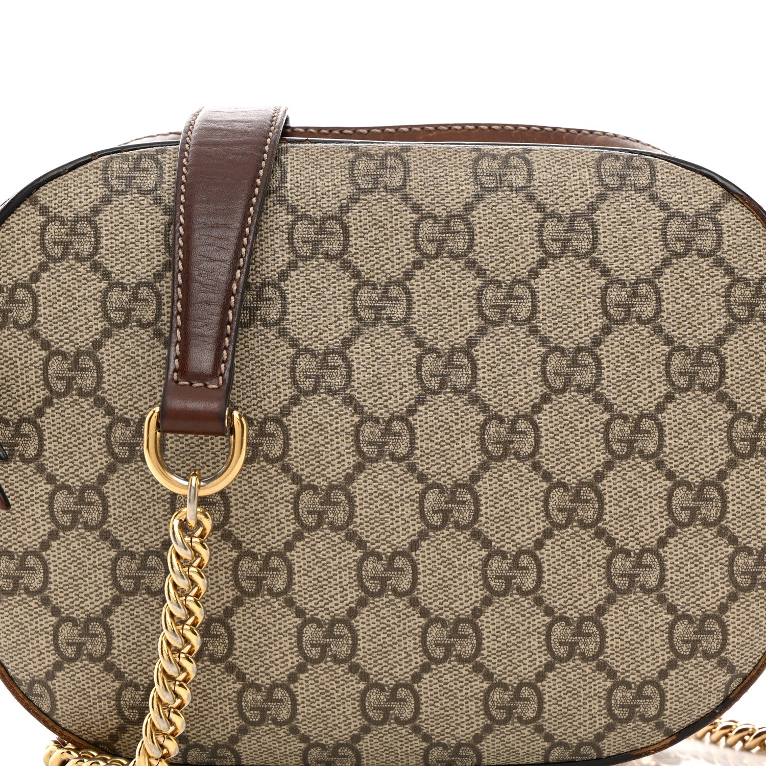 Gucci GG Supreme Monogram Cuoio Toscano Mini Chain Shoulder Bag Beige Ebony Cuir 9 of 13