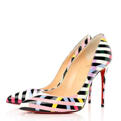 Christian Louboutin Patent Cinestripes Pigalle Follies 100 Pumps 38.5 Multi 5 of 16