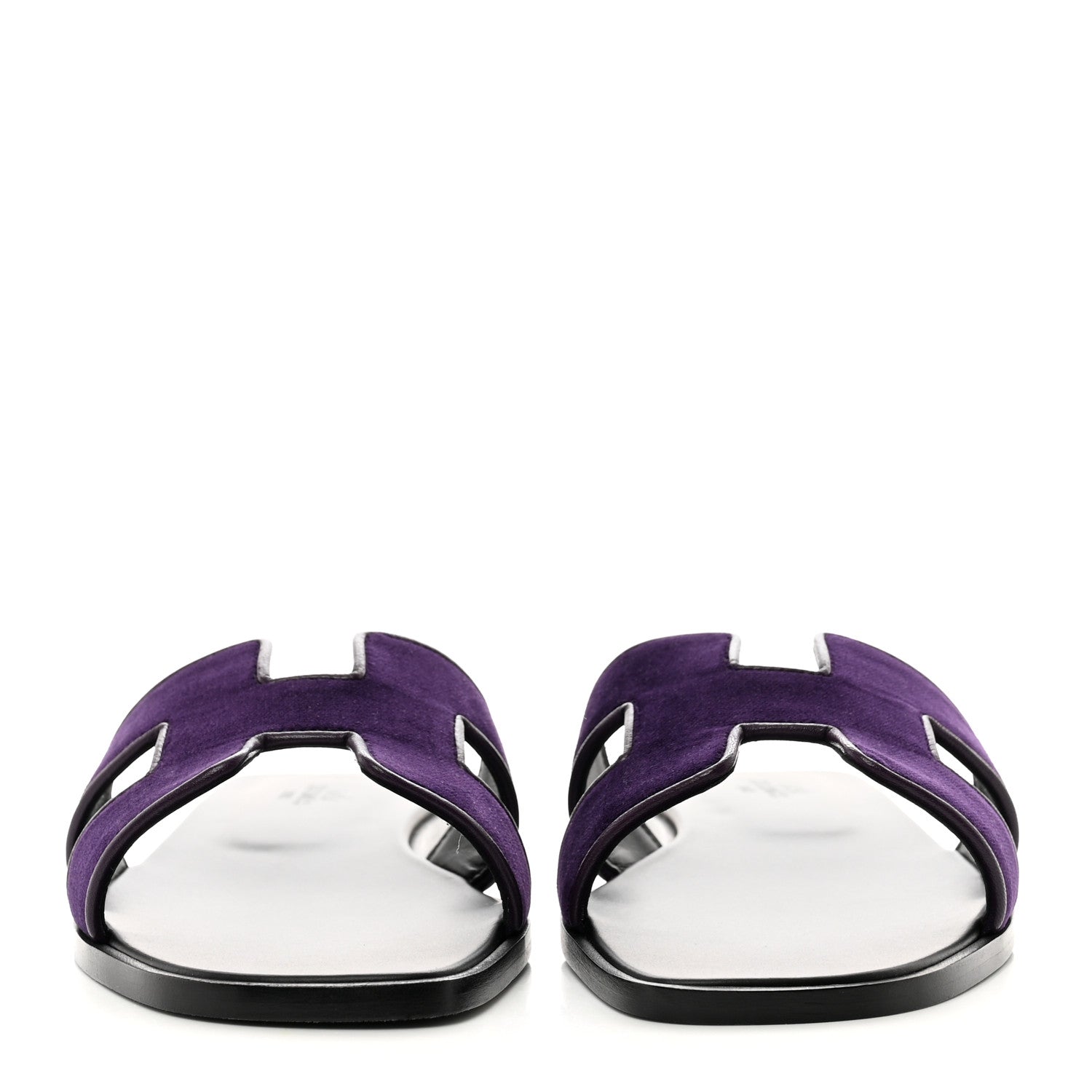 Hermes Velvet Nappa Oran Sandals 38.5 Violet Fonce 2 of 9