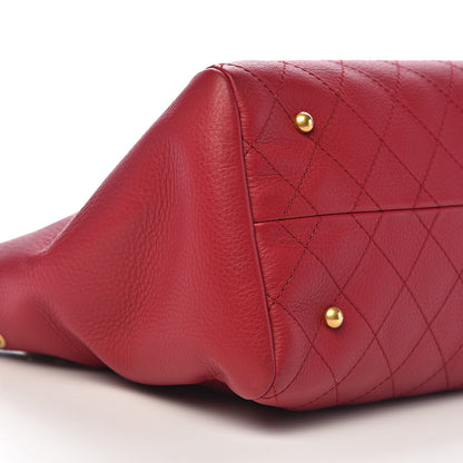 Chanel Grained Calfskin Stitched Supple Rock Shopping Tote Burgundy 9 of 12