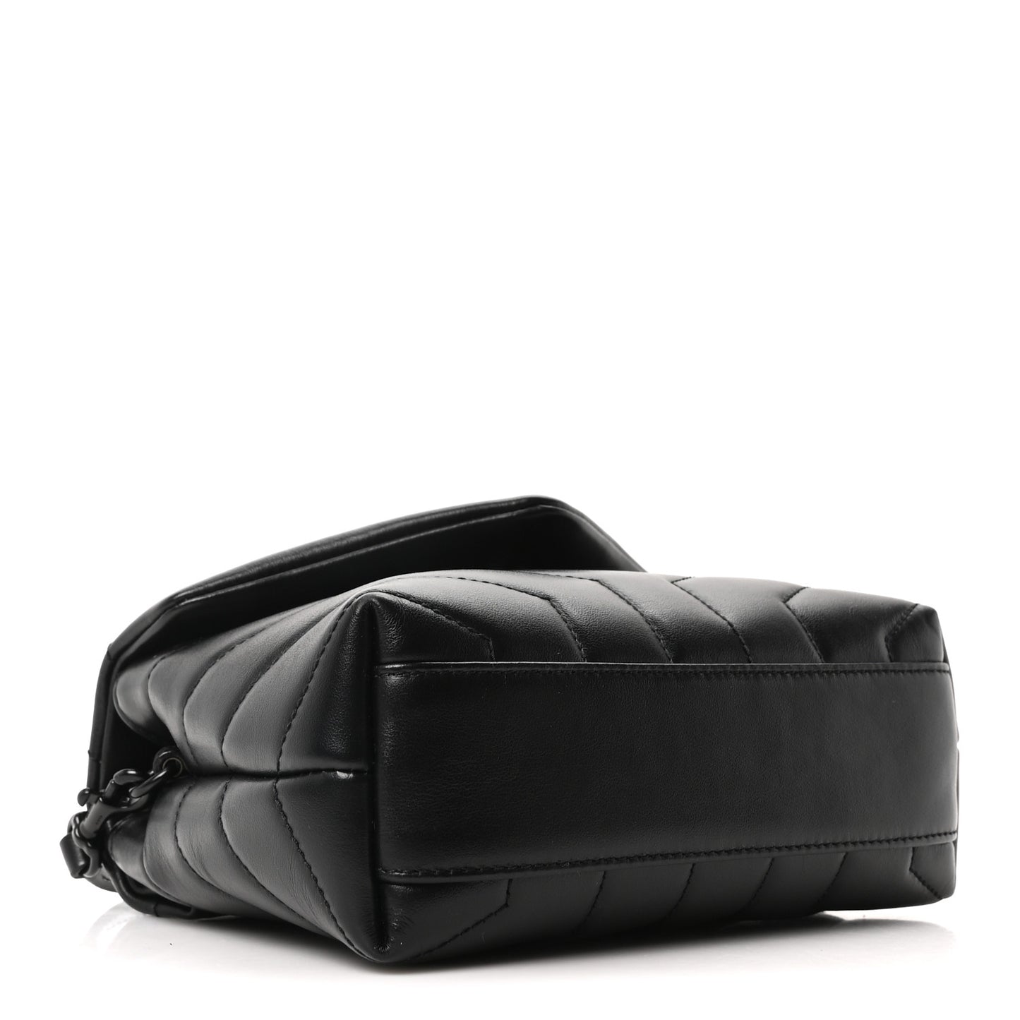 Calfskin Y Quilted Monogram Monochrome Toy Loulou Crossbody Bag Black