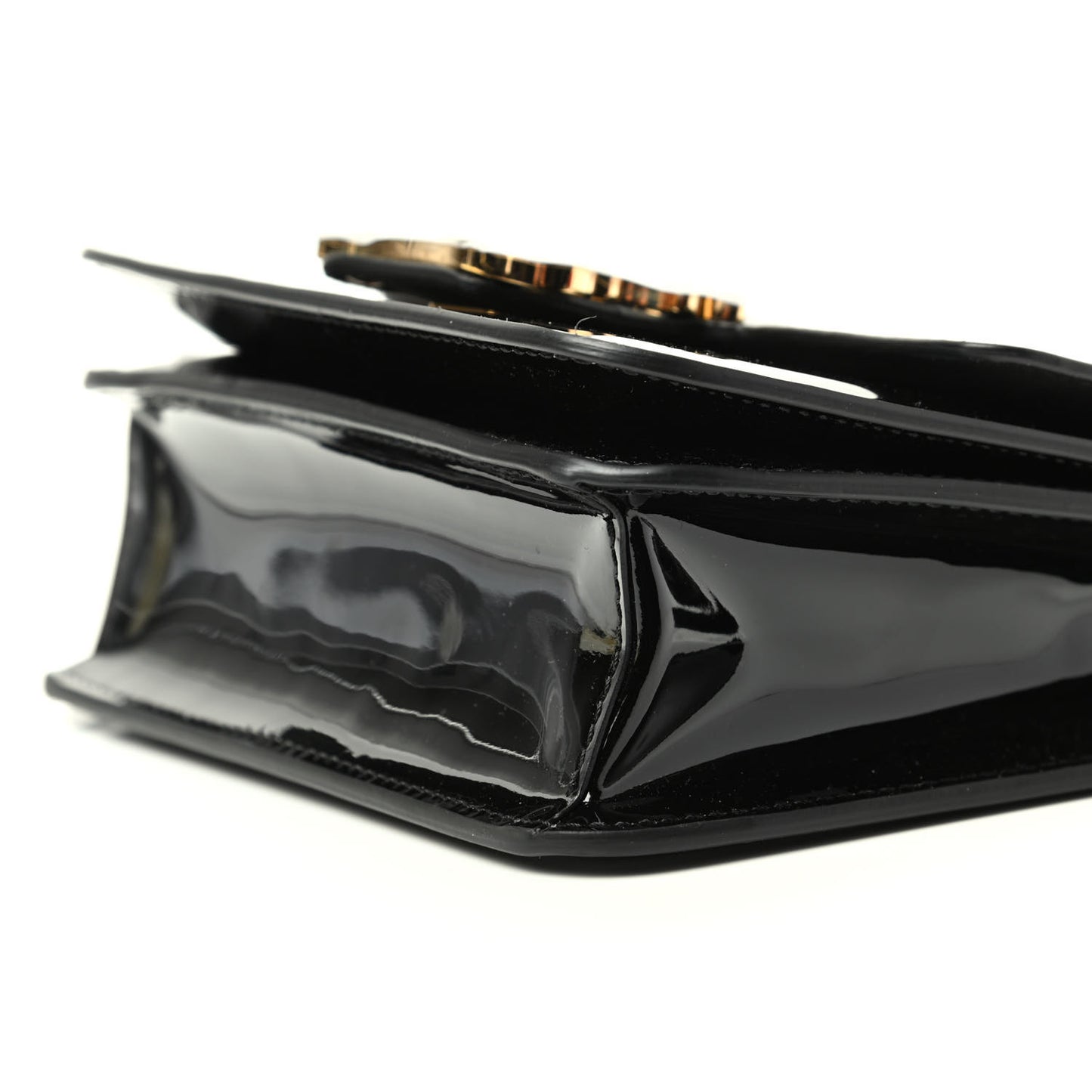 Vitello Vernice Mou Karligraphy Crossbody Bag Black