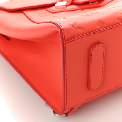 MCM Calfskin Ottomar Monogram Essential Small Backpack Hot Coral 7 of 9