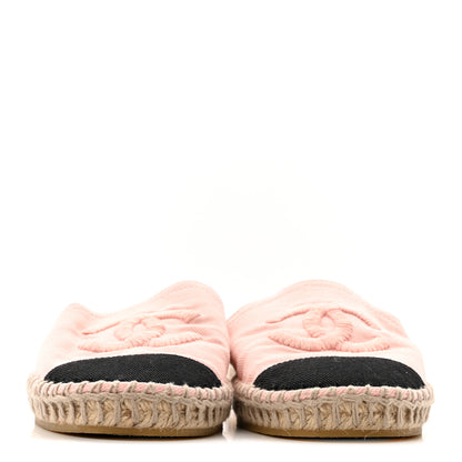 Chanel Denim CC Espadrille Mules 37 Pink Black 3 of 13