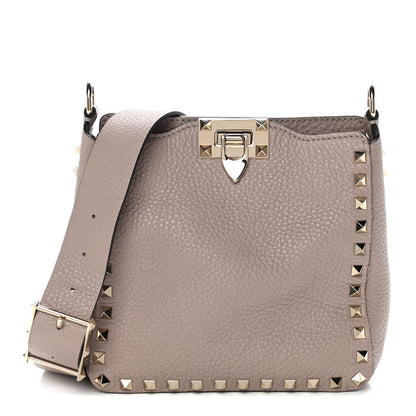 Valentino Garavani Pebbled Calfskin Mini Rockstud Flip-Lock Messenger Bag Poudre 1 of 10