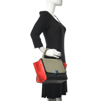 Celine Satin Calfskin Small Tri-Color Trapeze Alizarin 2 of 15