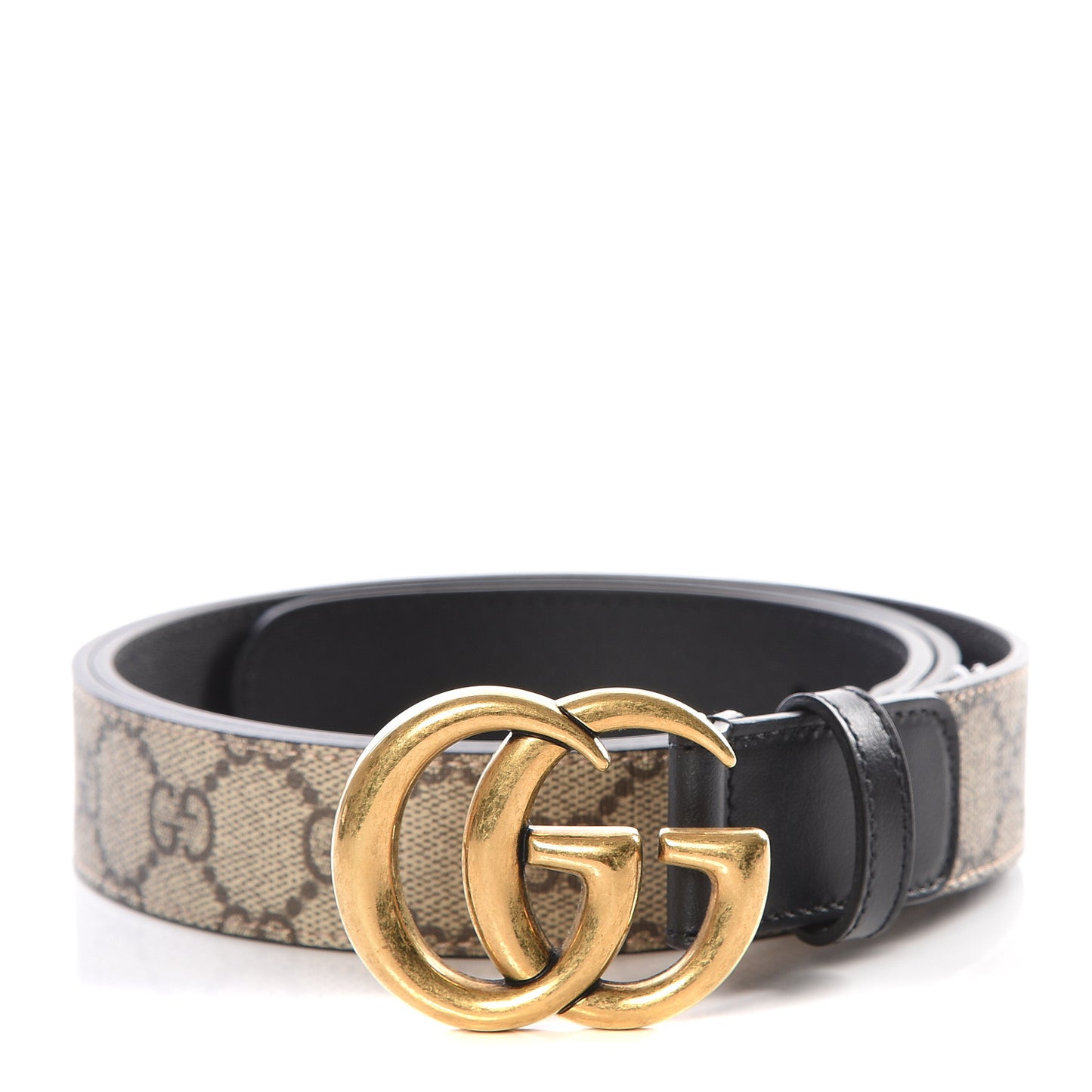 GG Supreme Monogram Matte Plutone Calfskin Double G 30mm Belt 100 40 Beige Ebony Black