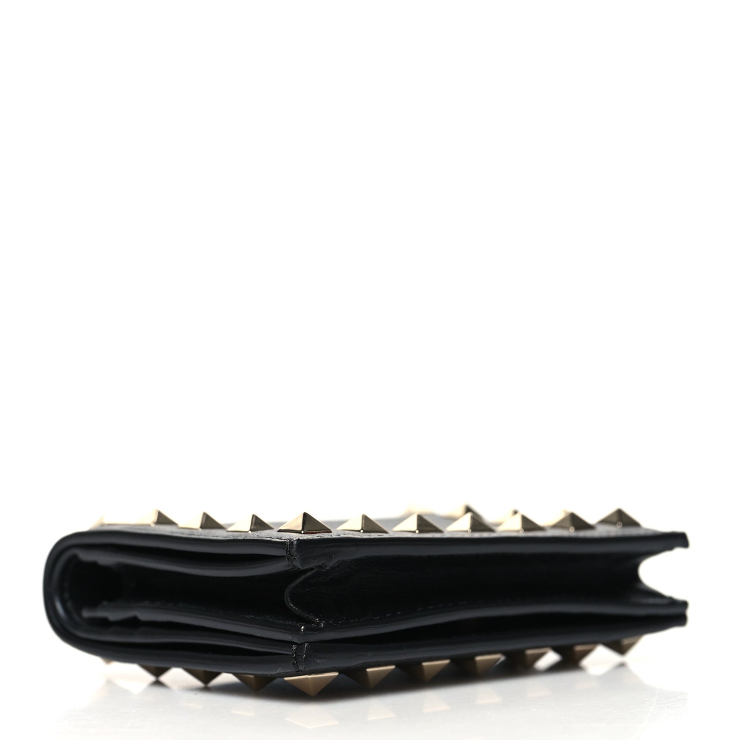 Calfskin Rockstud Bi-Fold Card Holder Black