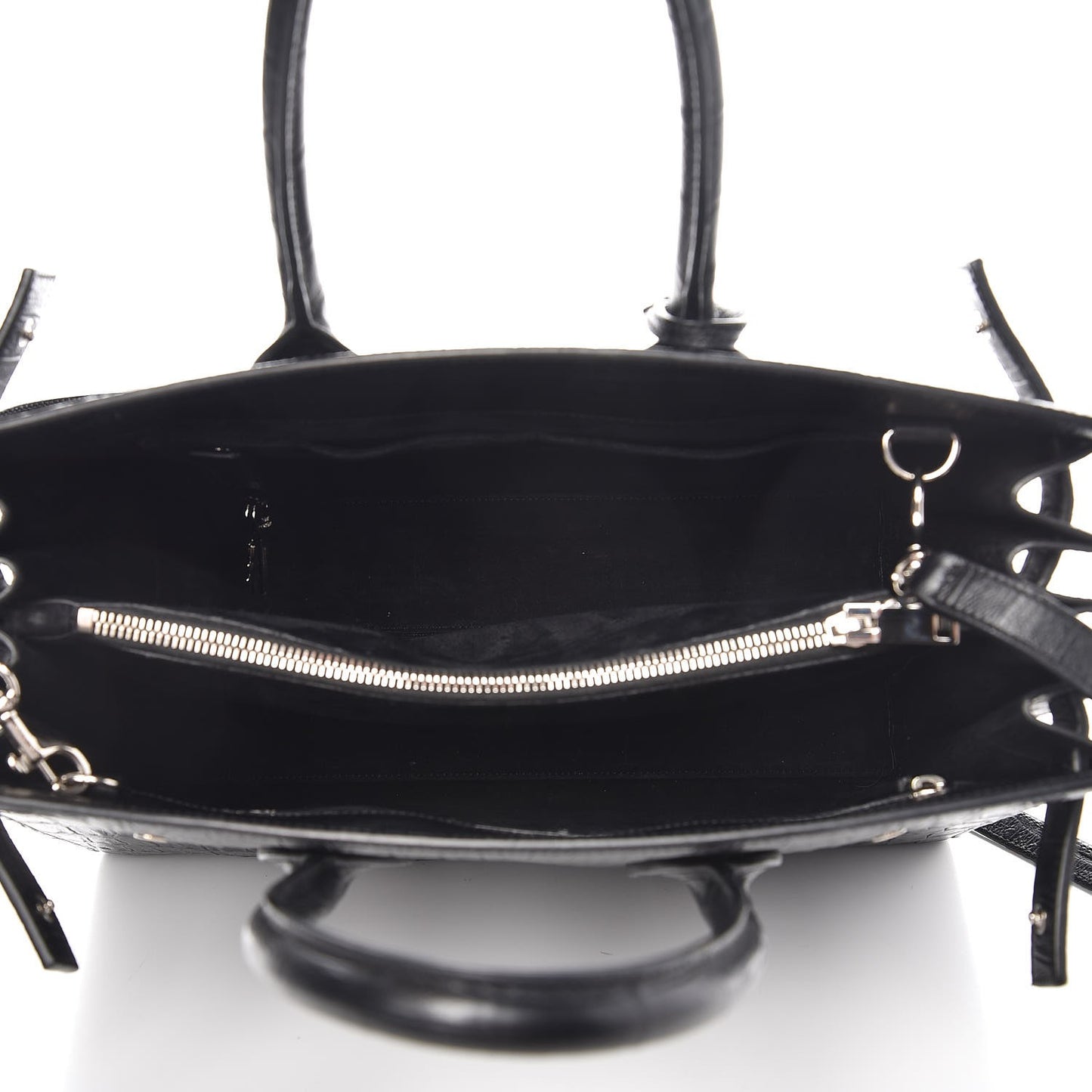 Calfskin Crocodile Embossed Small Sac de Jour Black
