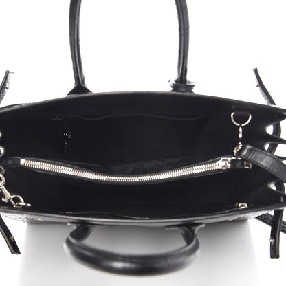 Saint Laurent Calfskin Crocodile Embossed Small Sac de Jour Black 5 of 12