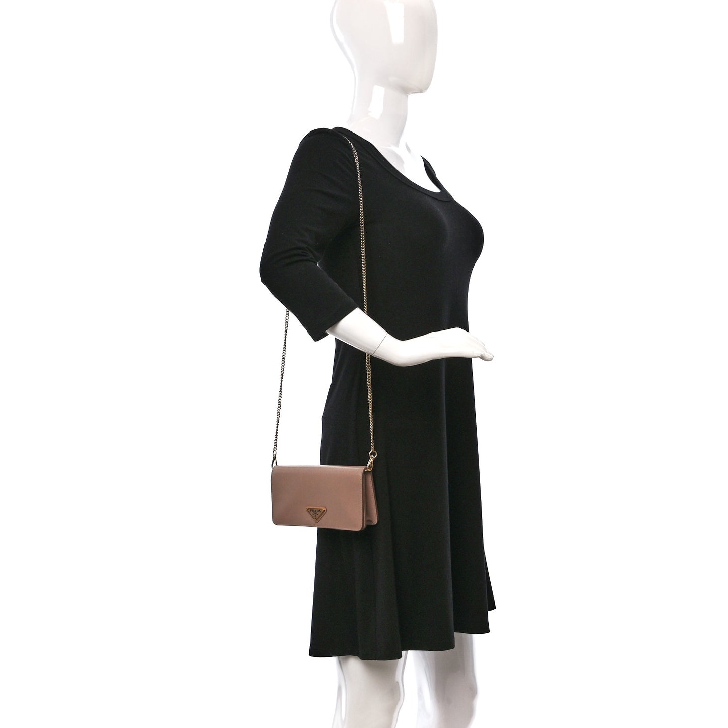 Vitello Move Triangle Logo Mini Crossbody Bag Cipria