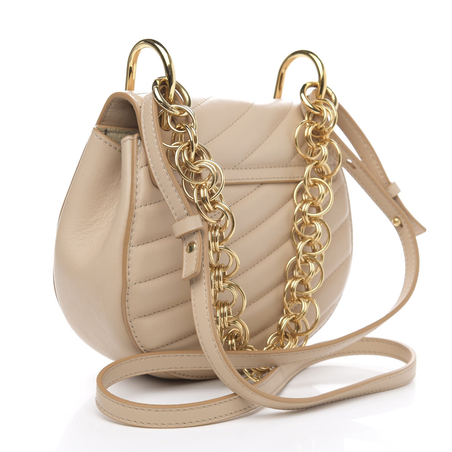 Calfskin Quilted Mini Drew Bijou Shoulder Bag Pearl Beige