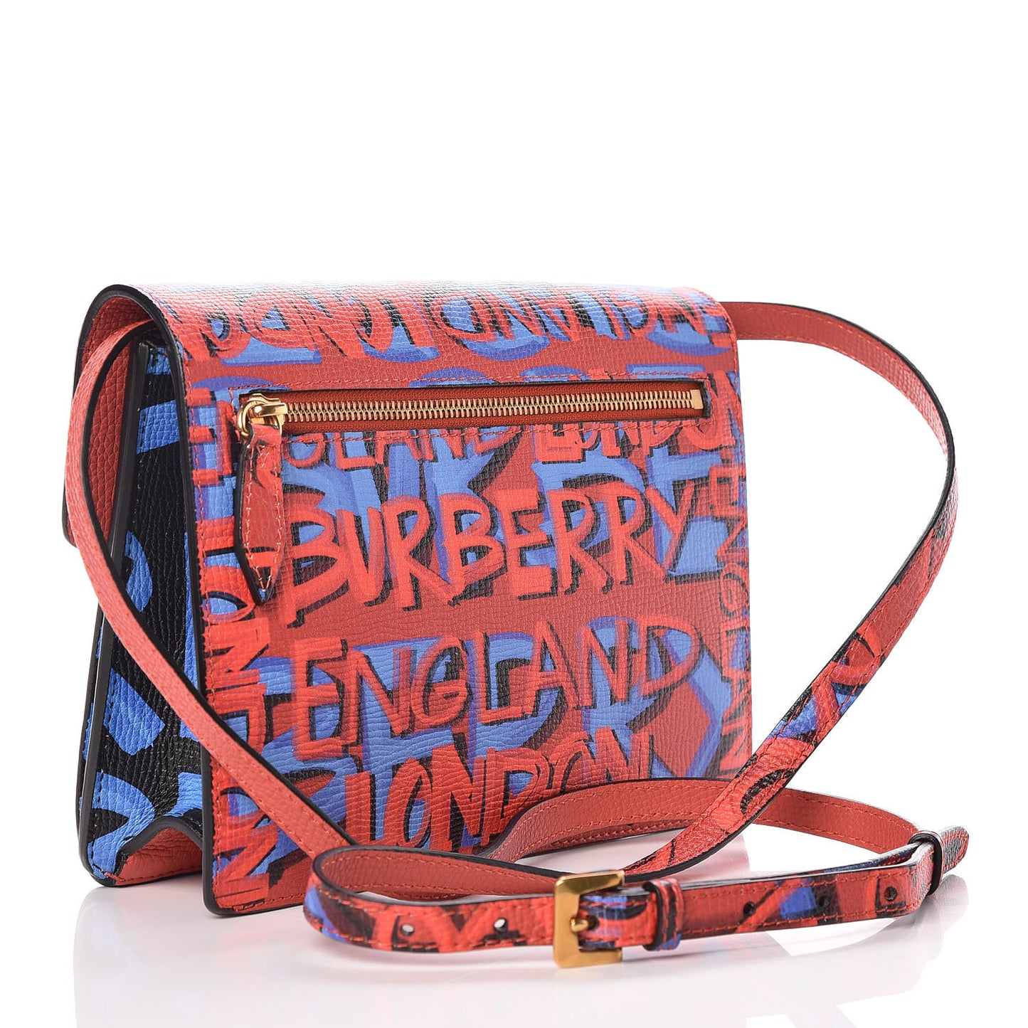 Calfskin Graffiti Print Small Macken Crossbody Bag Black