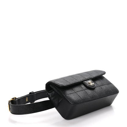 Chanel Caviar Chocolate Bar Quilted Flap Waist Belt Bag 90 36 75 30 Black 2 of 10