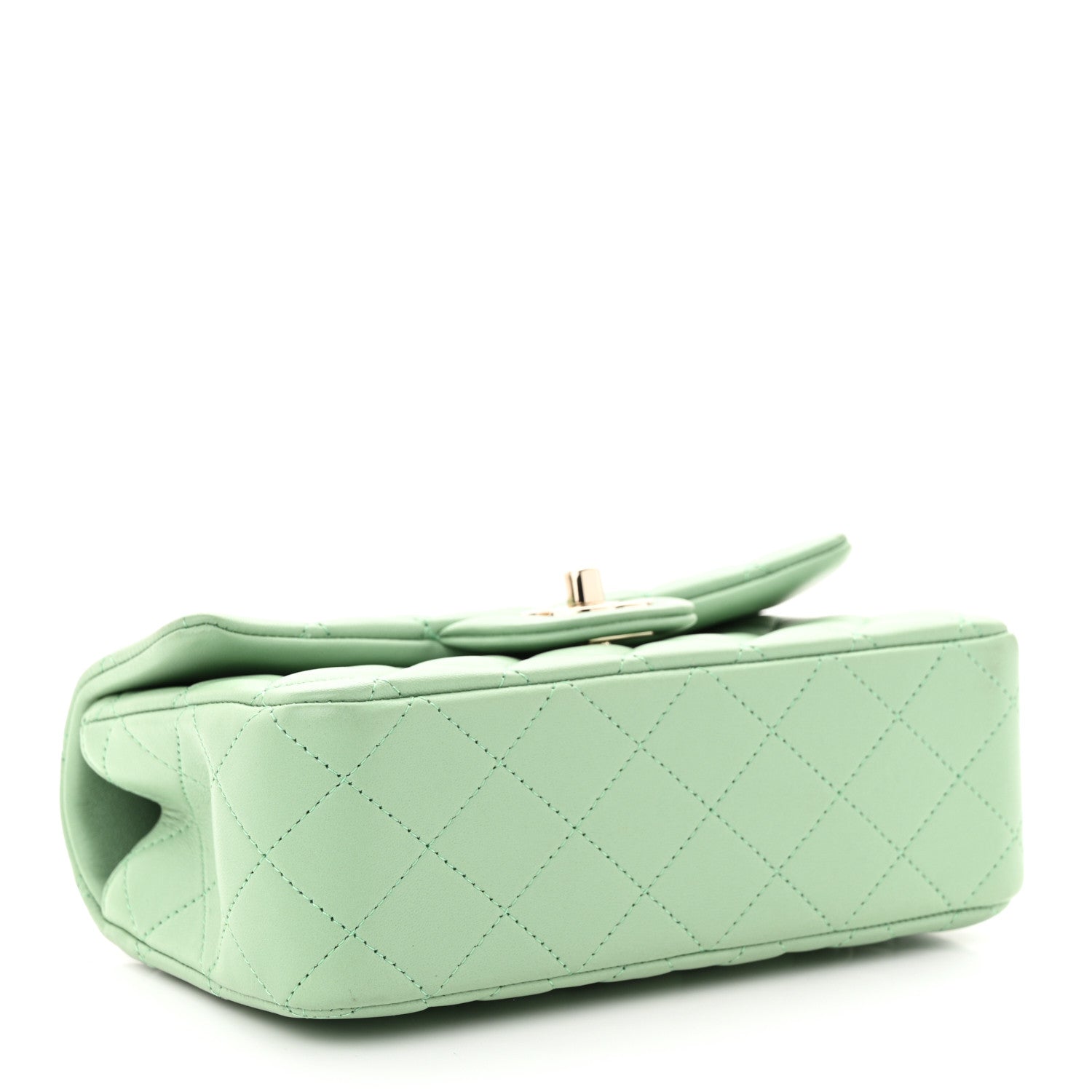 Chanel Lambskin Quilted Mini Top Handle Rectangular Flap Light Green 4 of 12