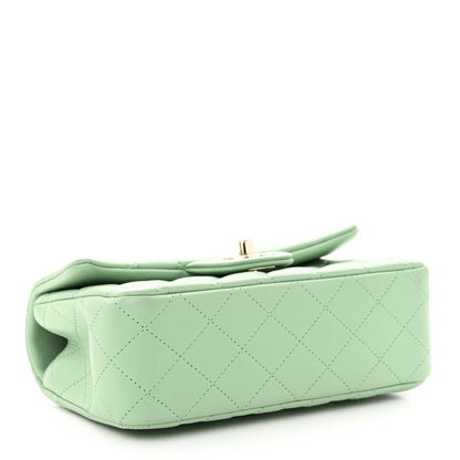 Chanel Lambskin Quilted Mini Top Handle Rectangular Flap Light Green 4 of 12