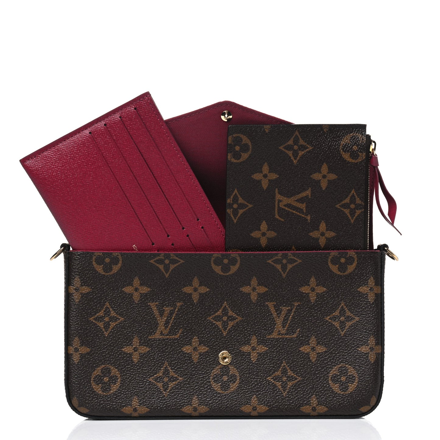 Monogram Pochette Felicie Chain Wallet Fuchsia