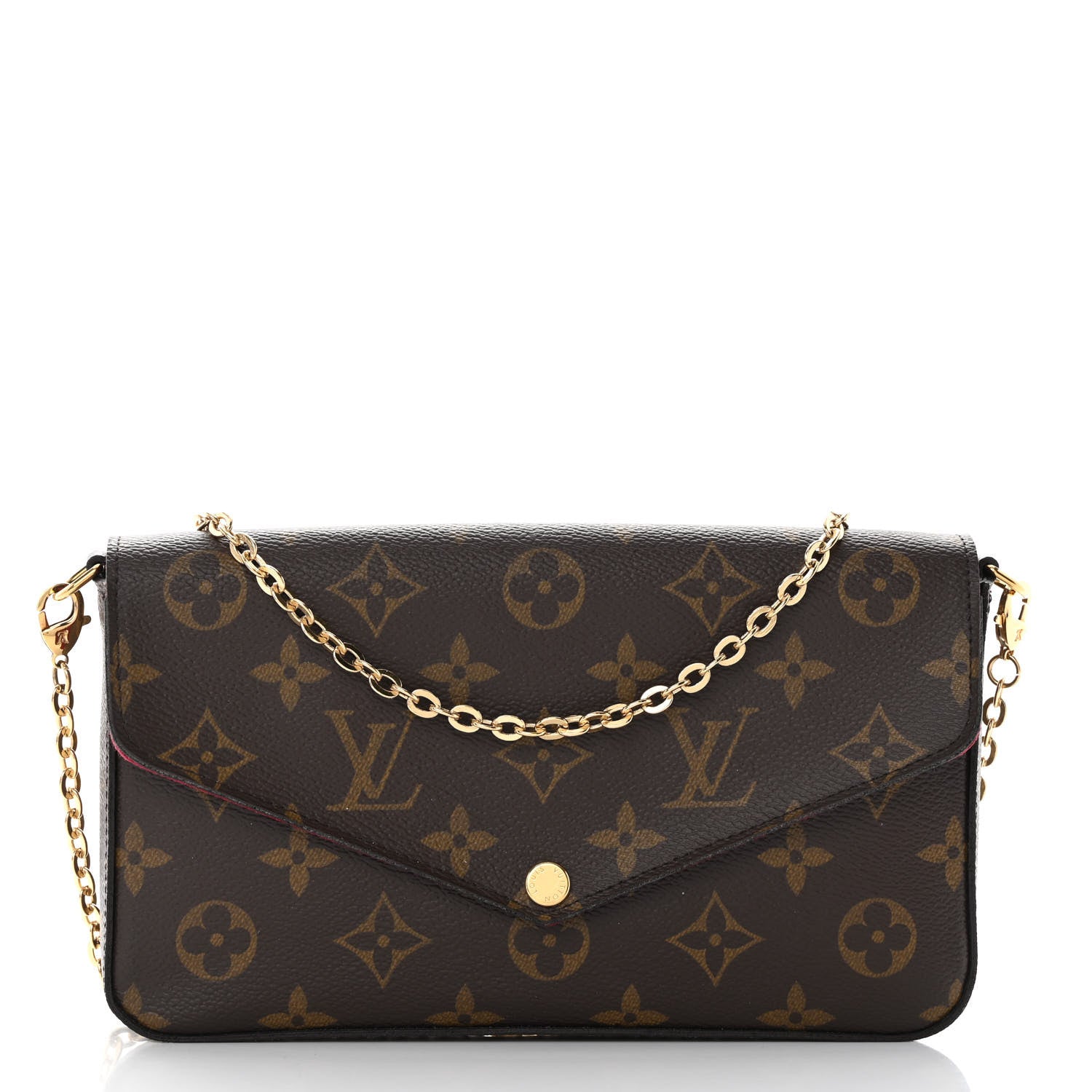 Louis Vuitton Monogram Pochette Felicie Chain Wallet Fuchsia 3 of 12