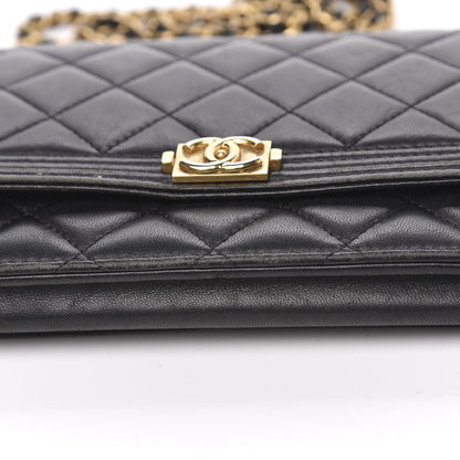 Chanel Lambskin Quilted Boy Wallet On Chain WOC Black 11 of 20
