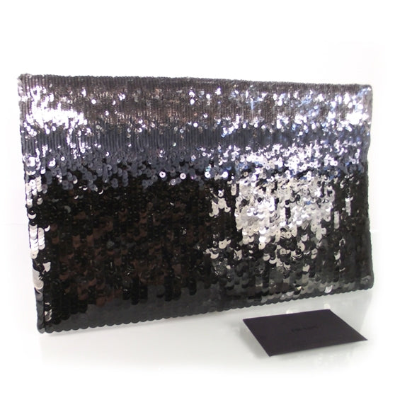 Prada Ombre Sequin Clutch Black 3 of 9