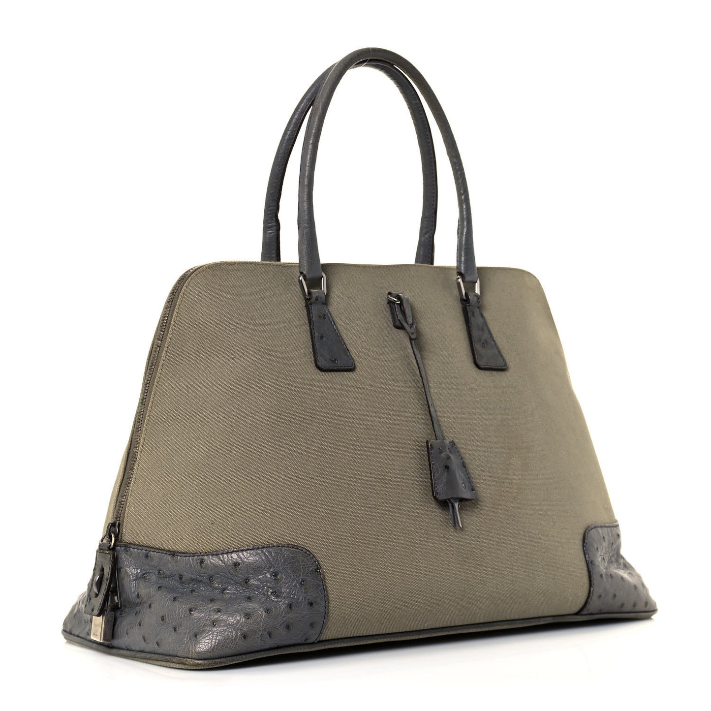 Canvas Ostrich Frame Bowler Green Mecurio