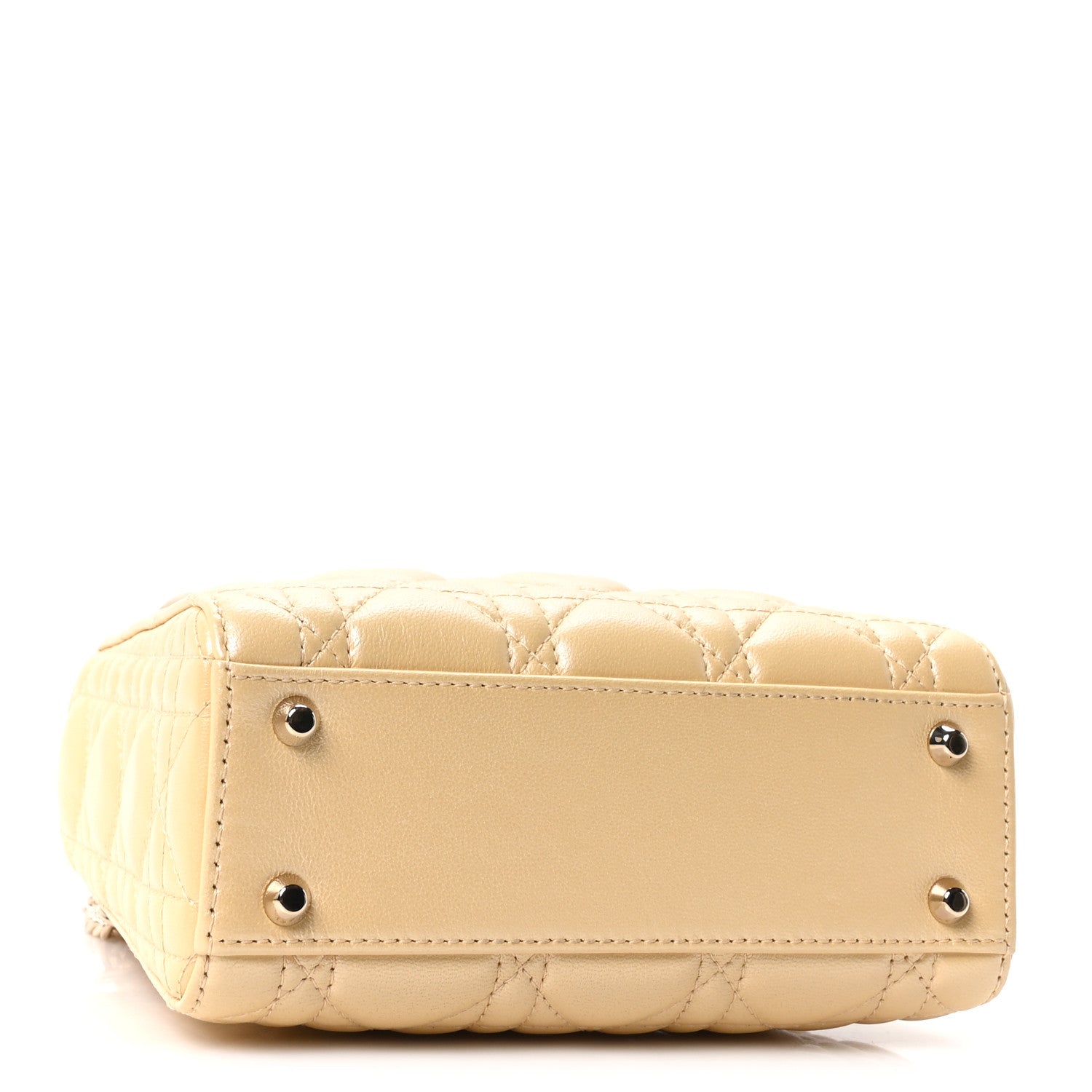 Christian Dior Iridescent Metallic Lambskin Cannage Mini Lady Dior Soft Yellow 4 of 10